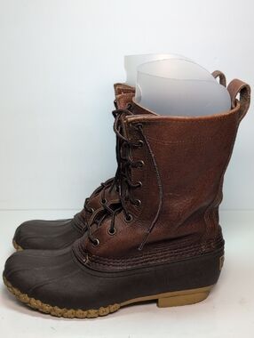 LL BEAN Maine Hunting Duck brown leather and rubber Boots womans size 8
